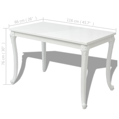 High Gloss White Dining Table 116x66x76 cm - Sleek & Modern Design