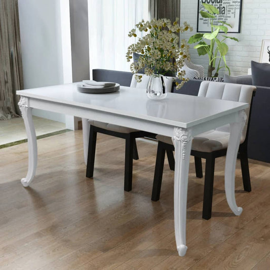 High Gloss White Dining Table 116x66x76 cm - Sleek & Modern Design