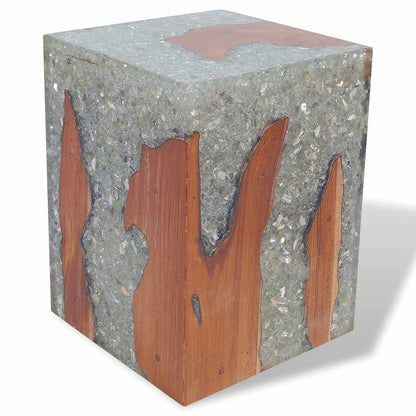 Eco-Friendly Solid Teak Wood & Resin Stool - Natural Elegance