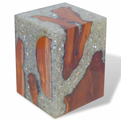 Eco-Friendly Solid Teak Wood & Resin Stool - Natural Elegance