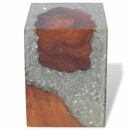 Eco-Friendly Solid Teak Wood & Resin Stool - Natural Elegance