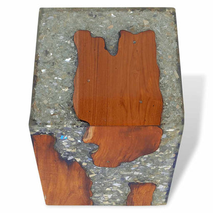 Eco-Friendly Solid Teak Wood & Resin Stool - Natural Elegance