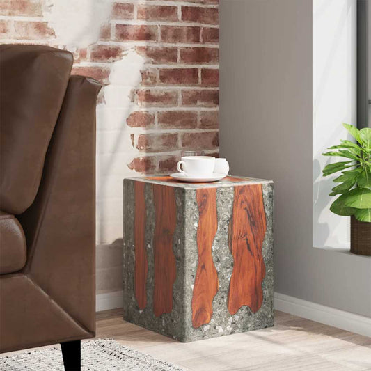 Eco-Friendly Solid Teak Wood & Resin Stool - Natural Elegance