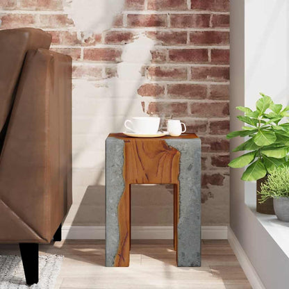 Solid Teak & Resin Stool - Elegant Natural Wood Design