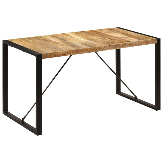 Solid Mango Wood Dining Table, 140x70x75 cm, Natural Finish