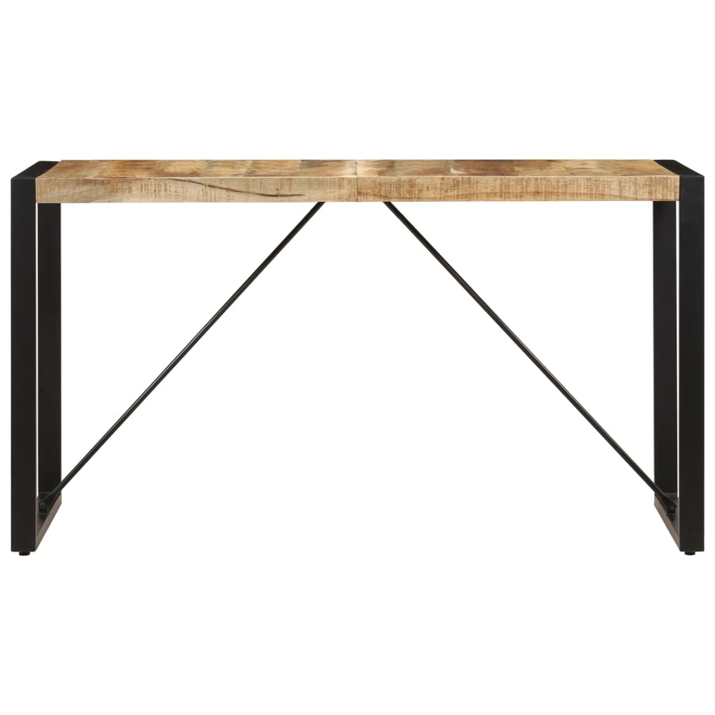 Solid Mango Wood Dining Table, 140x70x75 cm, Natural Finish