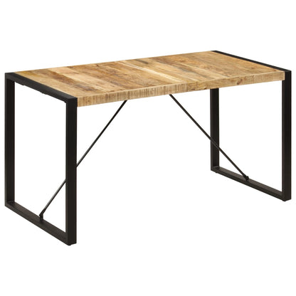 Solid Mango Wood Dining Table, 140x70x75 cm, Natural Finish
