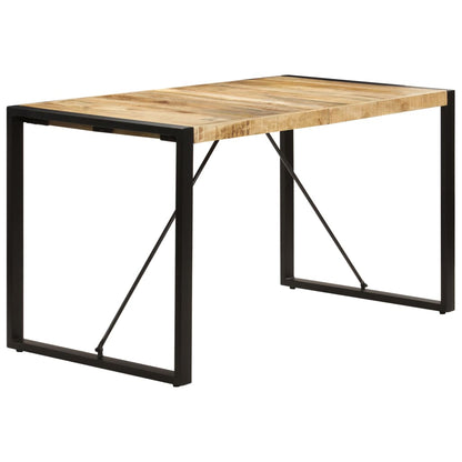 Solid Mango Wood Dining Table, 140x70x75 cm, Natural Finish