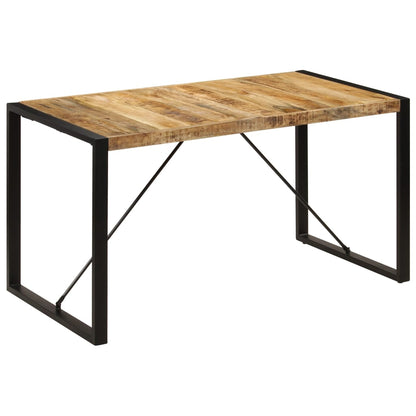 Solid Mango Wood Dining Table, 140x70x75 cm, Natural Finish