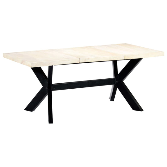 Solid Mango Wood Dining Table - White 180x90x75 cm