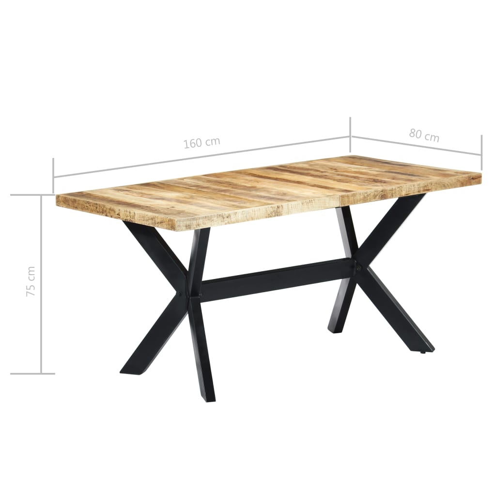 Solid Mango Wood Dining Table 160x80x75 cm - Rustic Charm