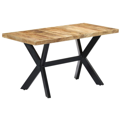 Solid Mango Wood Dining Table, 140x70x75 cm - Rustic Charm