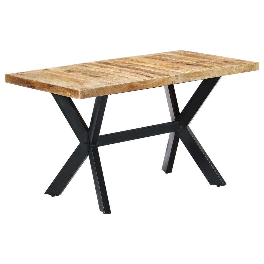 Solid Mango Wood Dining Table, 140x70x75 cm - Rustic Charm