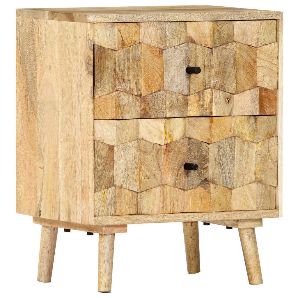 Solid Mango Wood Bedside Cabinet 40x30x50 cm - Rustic Charm