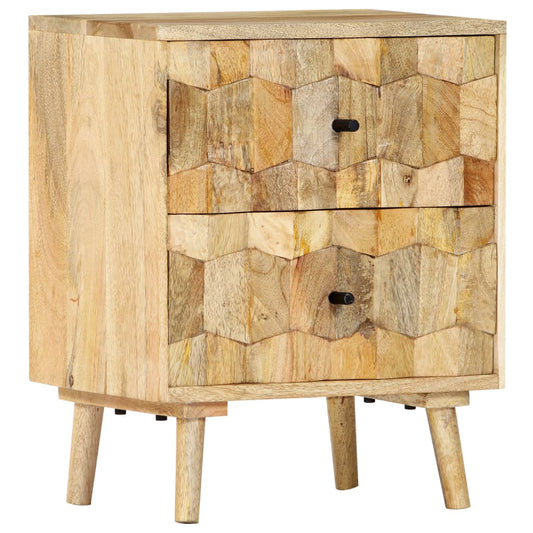 Solid Mango Wood Bedside Cabinet 40x30x50 cm - Rustic Charm