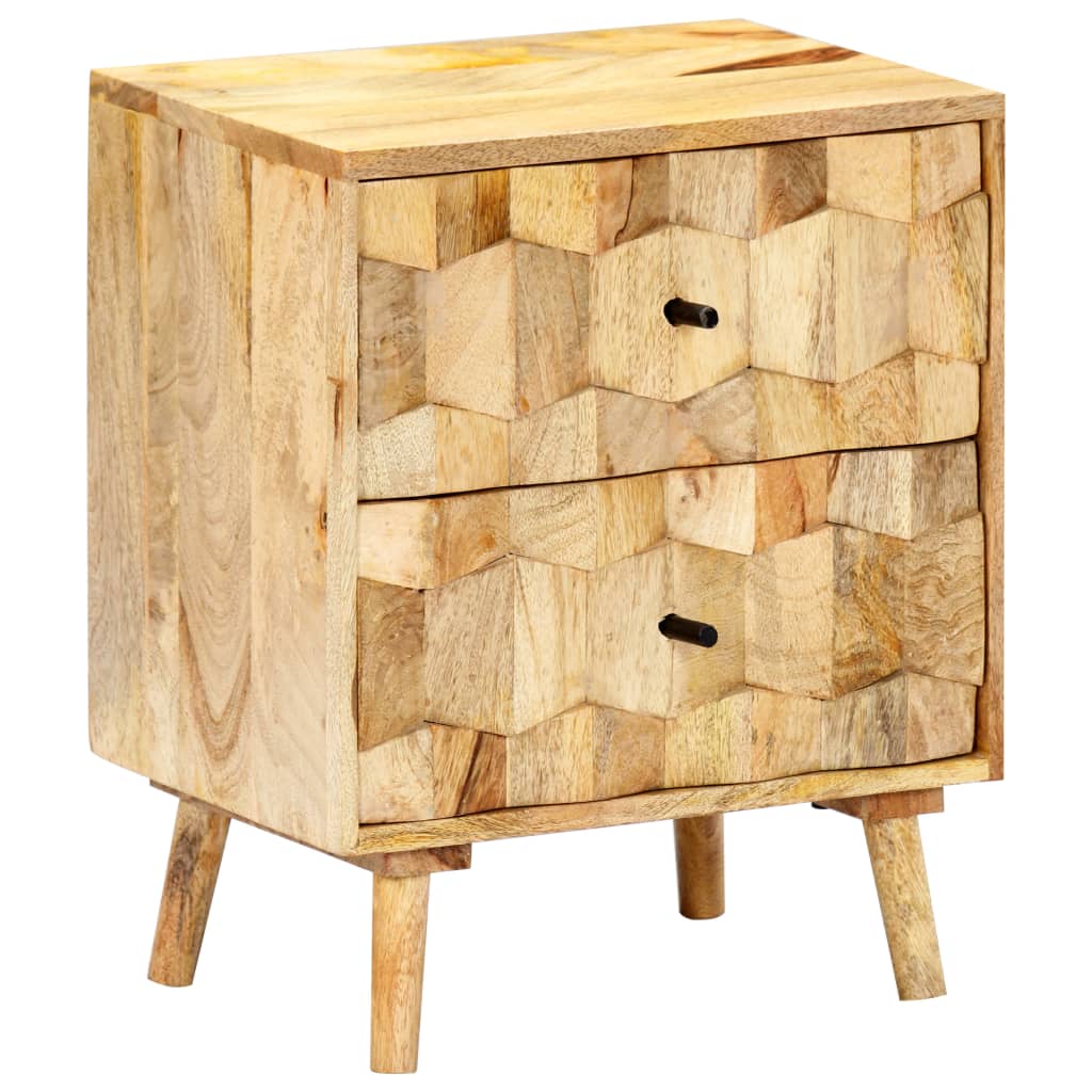 Solid Mango Wood Bedside Cabinet 40x30x50 cm - Rustic Charm