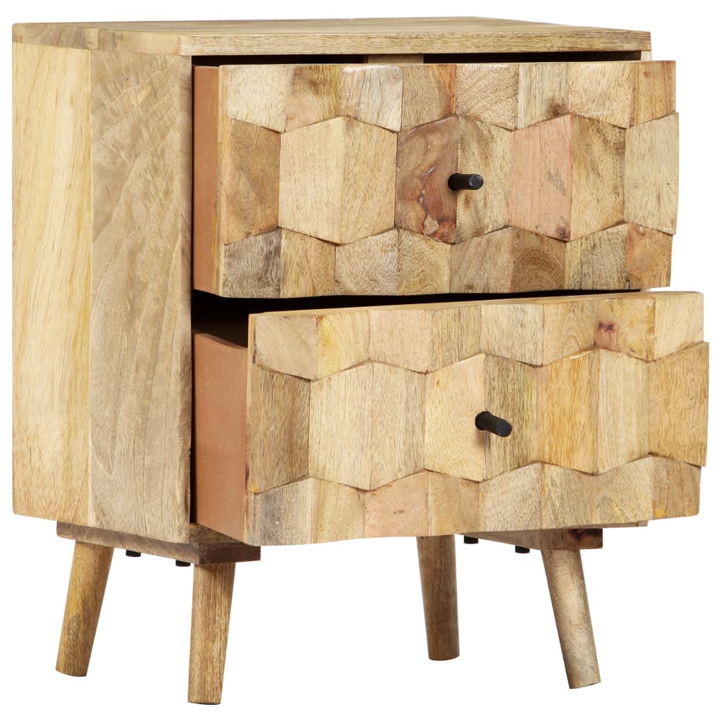 Solid Mango Wood Bedside Cabinet 40x30x50 cm - Rustic Charm