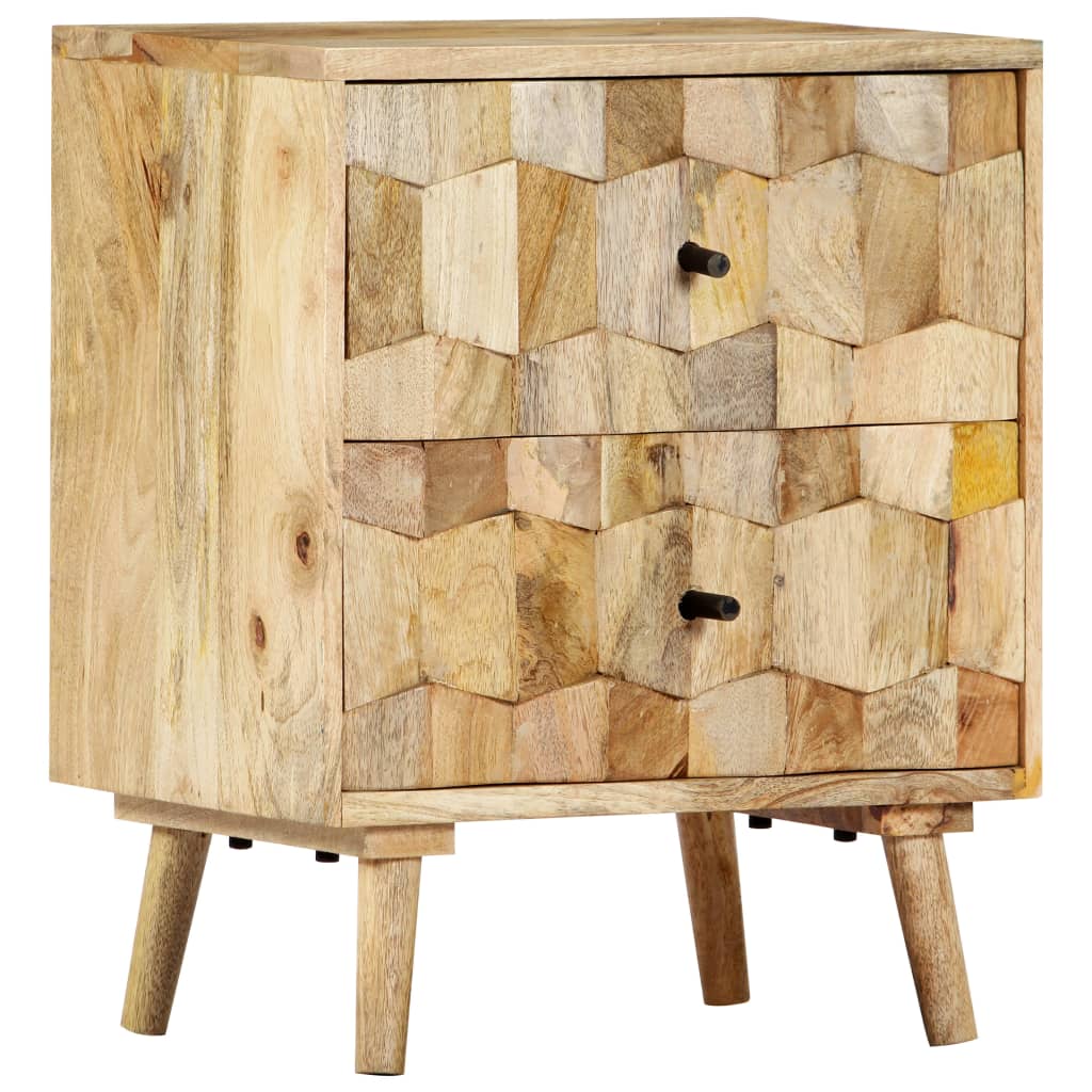 Solid Mango Wood Bedside Cabinet 40x30x50 cm - Rustic Charm
