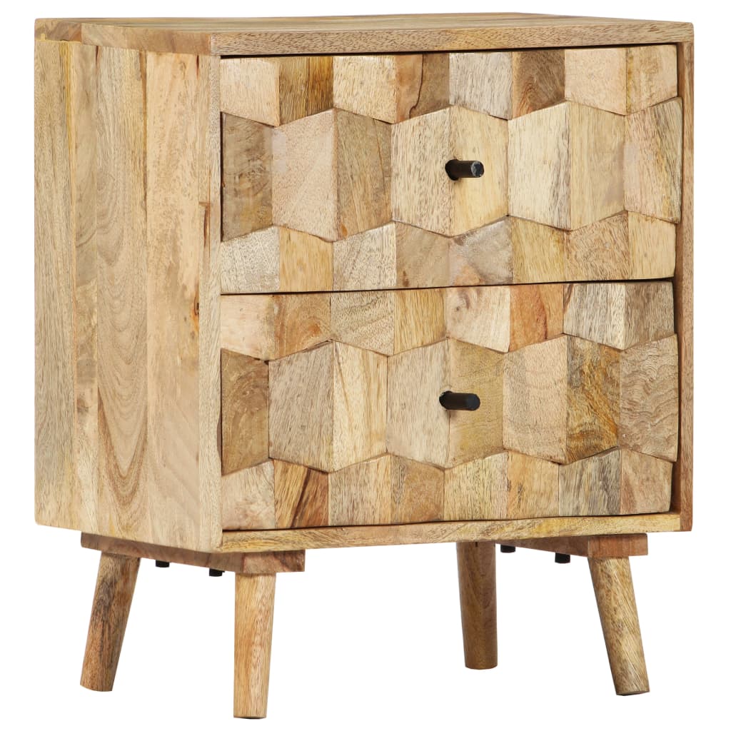 Solid Mango Wood Bedside Cabinet 40x30x50 cm - Rustic Charm