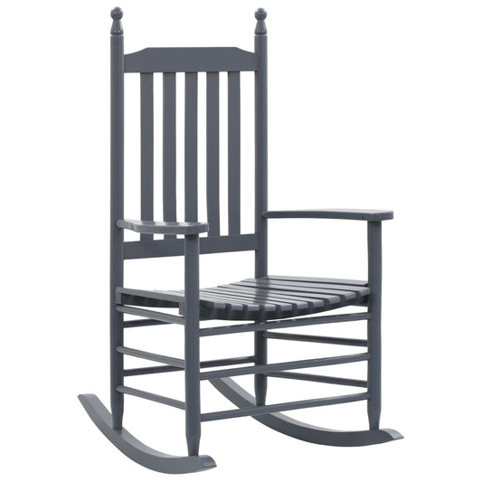 Stylish Grey Poplar Wood Rocking Chair with Curved Seat