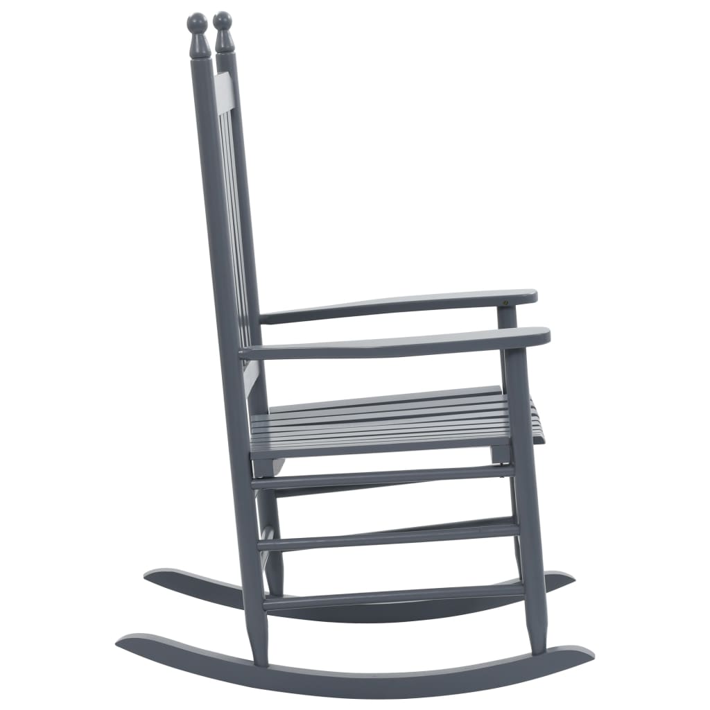 Stylish Grey Poplar Wood Rocking Chair with Curved Seat