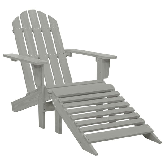 Elegant Grey Wood Garden Chair with Ottoman – Relax in Style