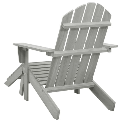 Elegant Grey Wood Garden Chair with Ottoman – Relax in Style
