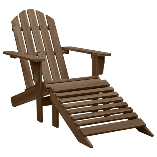 Wooden Garden Chair & Ottoman Set - Elegant Brown Finish