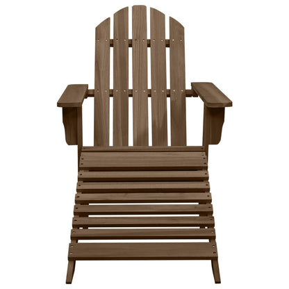Wooden Garden Chair & Ottoman Set - Elegant Brown Finish