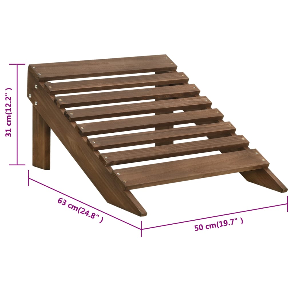Wooden Garden Chair & Ottoman Set - Elegant Brown Finish