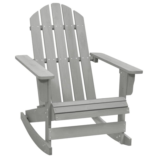 Elegant Grey Wooden Garden Rocking Chair - Stylish Outdoor Seating