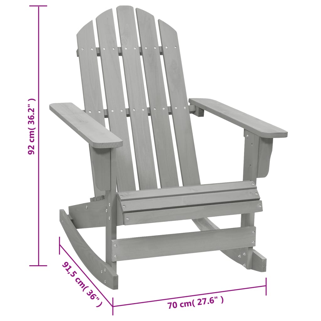 Elegant Grey Wooden Garden Rocking Chair - Stylish Outdoor Seating