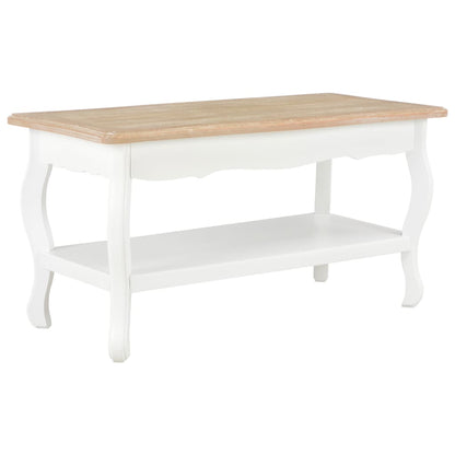 Coffee Table White and Brown 87.5x42x44 cm Solid Pine Wood