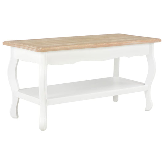 Coffee Table White and Brown 87.5x42x44 cm Solid Pine Wood