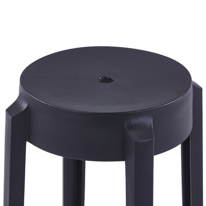 Black Plastic Stackable Stools - Set of 4, Space-Saving Design