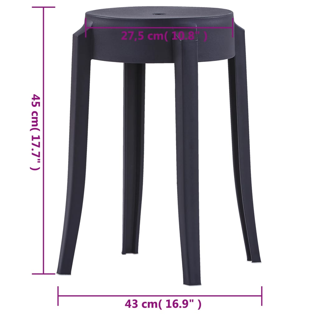 Black Plastic Stackable Stools - Set of 4, Space-Saving Design