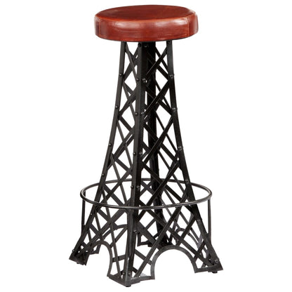 Real Leather Bar Stools, Set of 2 - Elegant & Durable Seating
