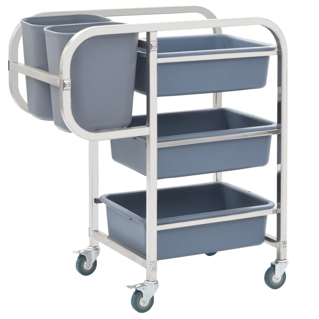 Kitchen Cart with Plastic Containers 82x43.5x92 cm