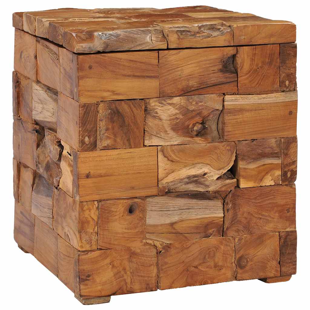 Solid Teak Wood Storage Stool - Durable and Stylish Seating Solution