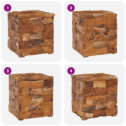 Solid Teak Wood Storage Stool - Durable and Stylish Seating Solution