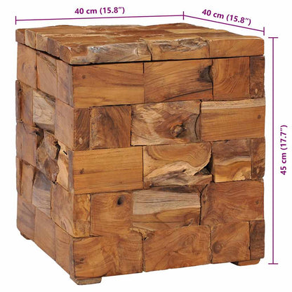 Solid Teak Wood Storage Stool - Durable and Stylish Seating Solution