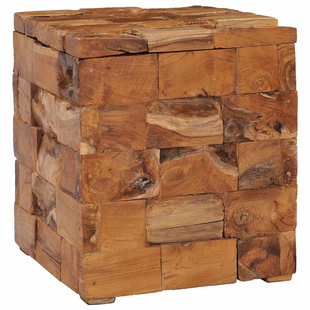 Solid Teak Wood Storage Stool - Durable and Stylish Seating Solution