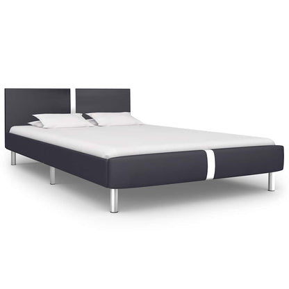 Black Faux Leather Double Bed Frame 135x190 cm Without Mattress