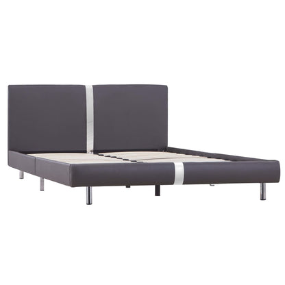 Grey Faux Leather Double Bed Frame 135x190 cm – No Mattress Included