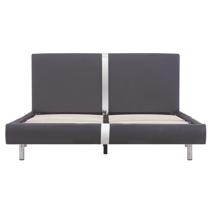 Grey Faux Leather Double Bed Frame 135x190 cm – No Mattress Included
