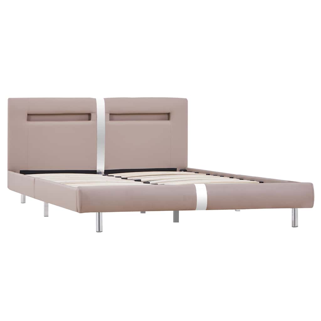 Cappuccino Double Bed Frame 135x190 cm with LED Lights