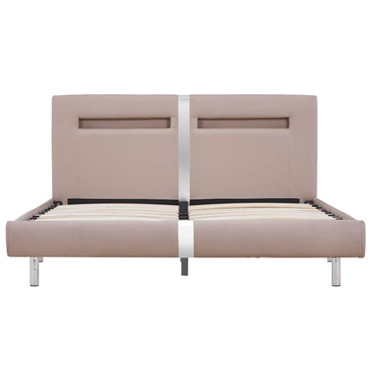 Cappuccino Double Bed Frame 135x190 cm with LED Lights