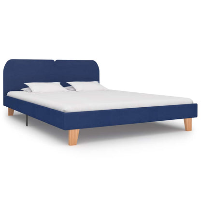 King Size Blue Fabric Bed Frame 150x200 cm - No Mattress Included