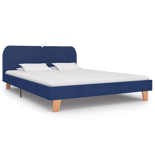 King Size Blue Fabric Bed Frame 150x200 cm - No Mattress Included
