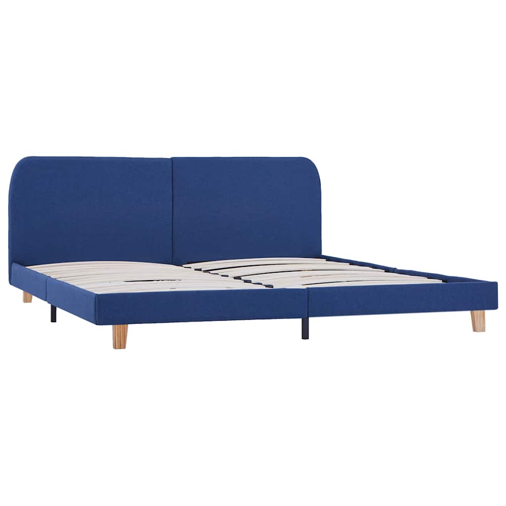King Size Blue Fabric Bed Frame 150x200 cm - No Mattress Included